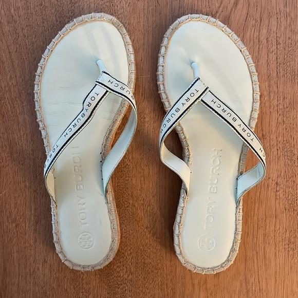 Tory Burch Ribbon / Espadrille Sandals - Meadow Mist Flip Flops - Size 6 - Picture 2 of 7